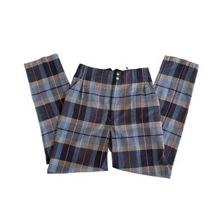 Vintage Cristina High Waisted Slacks Brown & Tan Multi-Color Plaid Size 5/6